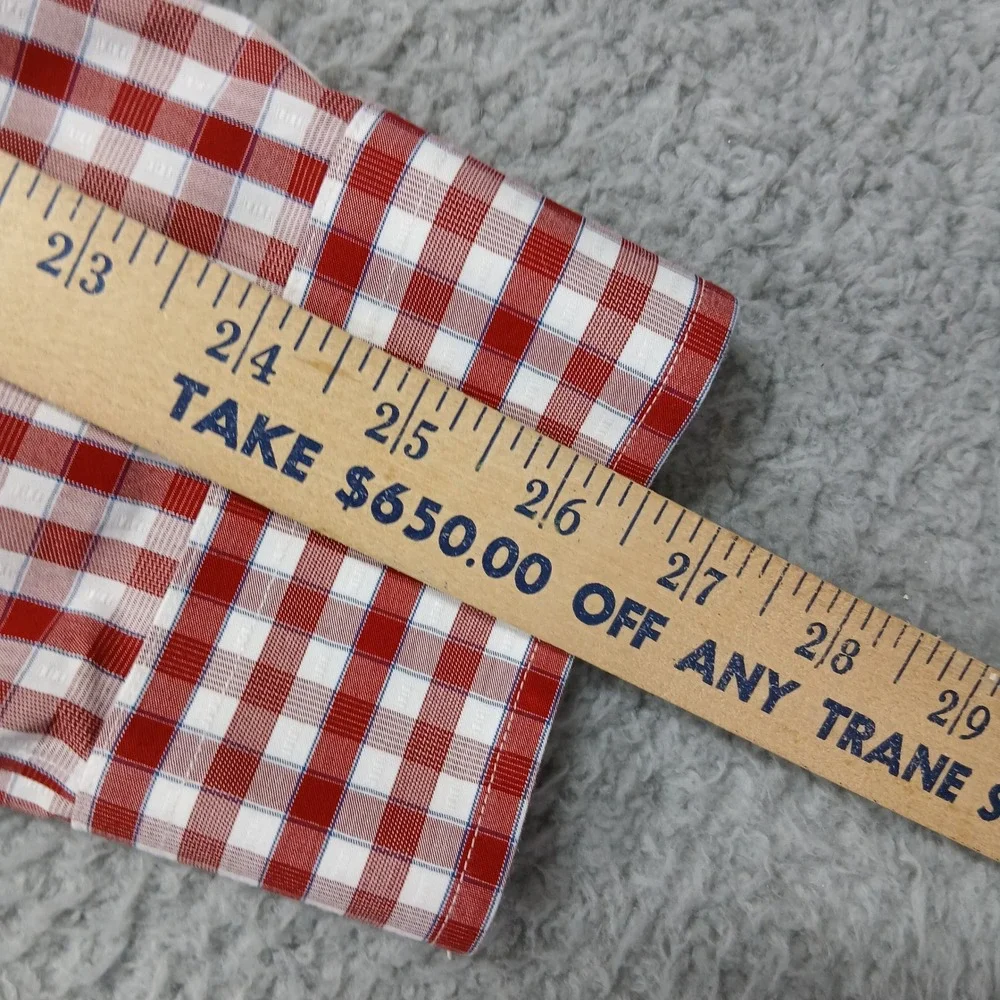 Banana‎ Republic Slim Fit Shirt Men's XL Red White Gingham Non-Iron Cotton